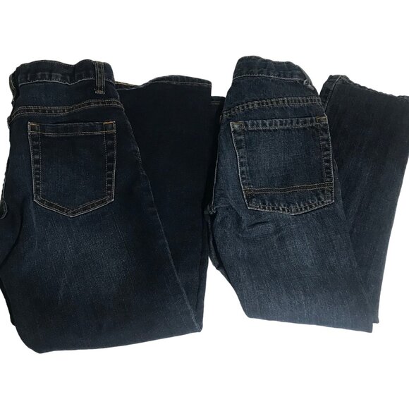 2 Pairs Old Navy Boys Jeans Size 8 Flex Bootcut & Skinny Dark Wash - Picture 1 of 10